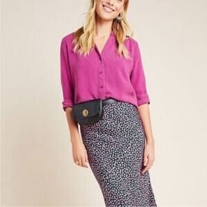 Cloth & Stone Anthropologie Smocked Button Down Shirt‎ Medium Pink Office Career